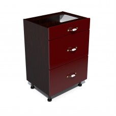 Corp inferior 50 cu 3 sertare metalice pentru greutate Zebra MDF rosu simplu